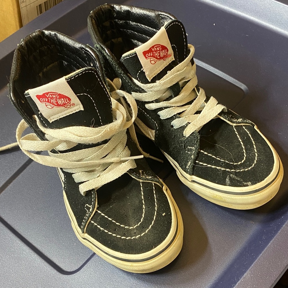 Vans Kids High-Top Sneakers in Black and Cream